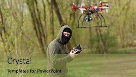  Presentation with remote - PPT layouts consisting of aviation law - man in mask operating background and a gold colored foreground