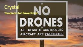  Presentation with drones - Presentation design enhanced with aviation law - no drones sign with sunset background and a tawny brown colored foreground