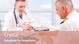  Presentation with pils medical - Colorful PPT layouts enhanced with aviation medicine - airplane pilot during medical exam backdrop and a coral colored foreground