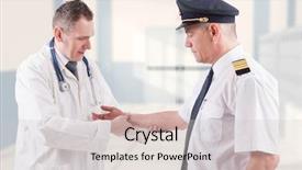  Presentation with airplane pilot - Theme featuring aviation medicine - airplane pilot during medical exam background and a light gray colored foreground