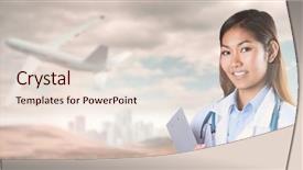  Presentation with doctor asian - PPT theme consisting of aviation medicine - asian doctor holding clipboard background and a lemonade colored foreground