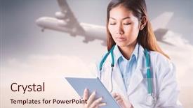  Presentation with doctor asian - Cool new theme with aviation medicine - asian doctor using tablet backdrop and a lemonade colored foreground