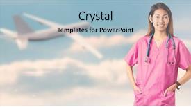  Presentation with landscape desert - PPT theme consisting of aviation medicine - asian nurse with stethoscope looking background and a light blue colored foreground