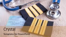  Presentation with airplane pilot - Colorful slide set enhanced with aviation medicine - close up of an airplane backdrop and a gold colored foreground