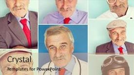  Presentation with elderly - PPT layouts with aviation medicine - elderly man portrait collage background and a coral colored foreground