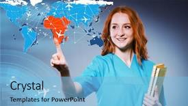  Presentation with aviation - Slide deck enhanced with aviation medicine - woman doctor in medivac concept background and a light blue colored foreground