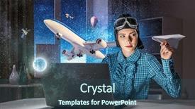  Presentation with pilot - Slides featuring aviation navigation - dreaming to become pilot mixed background and a ocean colored foreground