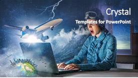  Presentation with pilot - Audience pleasing slides consisting of aviation navigation - dreaming to become pilot mixed backdrop and a ocean colored foreground