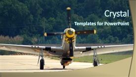  Presentation with vintage aviation - Beautiful presentation design featuring aviation p - p-51 vintage airplane taxiing backdrop and a ocean colored foreground