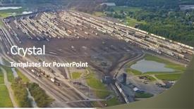  Presentation with aircraft - Presentation theme featuring aviation radar - view of train yard background and a gray colored foreground
