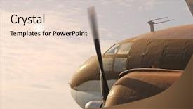  Presentation with vintage aviation - PPT theme consisting of aviation radar - vintage wwii curtis c-46 commando background and a lemonade colored foreground
