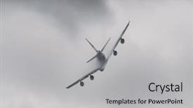 Presentation with bad weather - Slide deck with aviation risk - airplane flying in bad weather background and a light gray colored foreground
