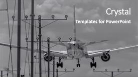  Presentation with aircraft - Audience pleasing PPT layouts consisting of aviation risk - commercial aircraft landing backdrop and a gray colored foreground