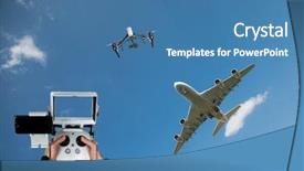  Presentation with commercial - Audience pleasing slide deck consisting of aviation risk - drone flying near commercial airplane backdrop and a teal colored foreground