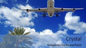  Presentation with aviation - Beautiful slide set featuring aviation risk - plane is about to land backdrop and a  colored foreground