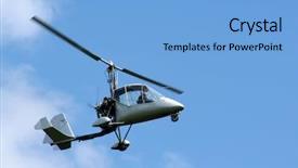  Presentation with helicopter - PPT theme with aviation risk - ultralight helicopter being flown above background and a light blue colored foreground