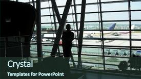  Presentation with airport security - Beautiful PPT layouts featuring aviation security - business man in the airport backdrop and a tawny brown colored foreground
