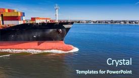  Presentation with cargo ship - PPT layouts with aviation security - cargo ship steams towards background and a ocean colored foreground