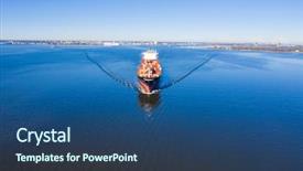  Presentation with cargo ship - Colorful slide deck enhanced with aviation security - cargo ship steams towards backdrop and a ocean colored foreground