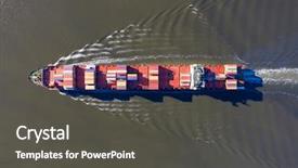  Presentation with cargo ship - Theme having aviation security - cargo ship steams towards background and a dark gray colored foreground