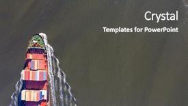  Presentation with cargo ship - Cool new presentation design with aviation security - cargo ship steams towards backdrop and a dark gray colored foreground