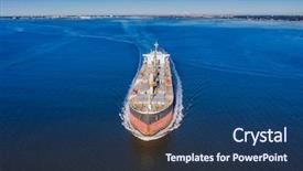  Presentation with cargo ship - Amazing presentation having aviation security - cargo ship steams towards backdrop and a ocean colored foreground