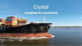  Presentation with cargo ship - Presentation enhanced with aviation security - cargo ship steams towards background and a teal colored foreground