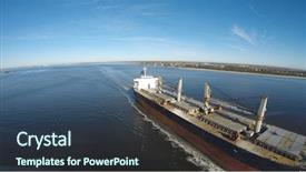  Presentation with cargo ship - Presentation theme with aviation security - cargo ship steams towards background and a tawny brown colored foreground