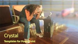  Presentation with aviation security - Audience pleasing presentation theme consisting of aviation security - depressed woman awaiting for plane backdrop and a tawny brown colored foreground