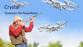  Presentation with digital farm - Audience pleasing presentation design consisting of aviation security - man with shotgun shooting down backdrop and a light blue colored foreground