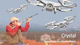  Presentation with shooting - Cool new PPT theme with aviation security - man with shotgun shooting down backdrop and a coral colored foreground