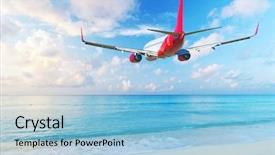  Presentation with aircraft - Slides having jet airways - aircraft flying over the beach background and a light blue colored foreground