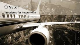  Presentation with airplane night - Presentation having take off from the city background and a mint green colored foreground