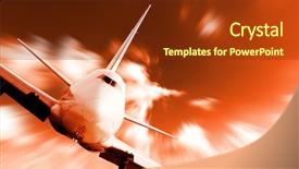  Presentation with cargo plane - Presentation theme with big jet plane flying background and a tawny brown colored foreground