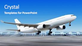  Presentation with airport runway - Amazing PPT theme having is flying up from runway backdrop and a cobalt blue colored foreground