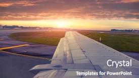  Presentation with airport - Amazing slides having business road show - plane landed at the airport backdrop and a gray colored foreground