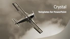  Presentation with vintage aviation - Presentation featuring aviation training - historic plane on the sky background and a  colored foreground