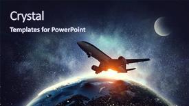  Presentation with plane - Audience pleasing PPT theme consisting of airliner over earth planet mixed backdrop and a wine colored foreground