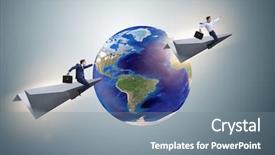  Presentation with plane flying in everest - Audience pleasing slide set consisting of businessman flying on paper plane backdrop and a gray colored foreground