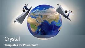  Presentation with plane - Beautiful PPT layouts featuring businessman flying on paper plane backdrop and a gray colored foreground