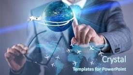  Presentation with logistics air - Theme enhanced with logistics tourism - businessman in air travel concept background and a ocean colored foreground