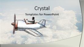 Presentation with airplane - Slides having aviator in drawn airplane mixed background and a light gray colored foreground