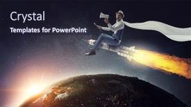  Presentation with rocket - Colorful PPT theme enhanced with aviator riding rocket mixed media backdrop and a wine colored foreground