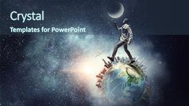  Presentation with globe - Slide deck enhanced with aviator running on globe mixed background and a ocean colored foreground