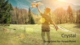  Presentation with aviation - PPT theme having aviators - young aviator boy with him background and a yellow colored foreground