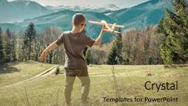  Presentation with aviation - PPT theme with aviators - young aviator boy with him background and a yellow colored foreground