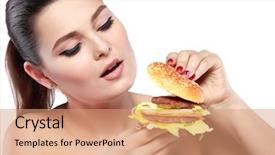  Presentation with hamburger - Cool new presentation with avid - funny girl eating hamburger backdrop and a coral colored foreground