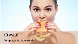  Presentation with hamburger - Amazing presentation having avid - funny girl eating hamburger backdrop and a coral colored foreground