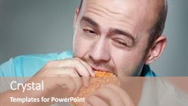 Presentation with hamburger - Slide deck with avid - funny man eating hamburger background and a coral colored foreground