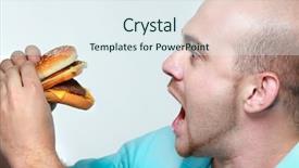  Presentation with eating disorders - Beautiful slide deck featuring avid - funny man eating hamburger backdrop and a sky blue colored foreground